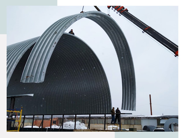 Полукруглые ангары в асбесте